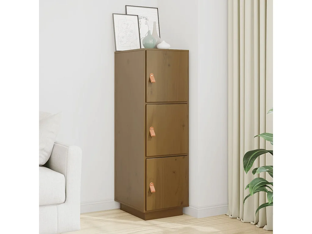 Buffet | Bahut | Meuble de rangement haut Marron miel 34x40x108,5 cm Bois massif de pin