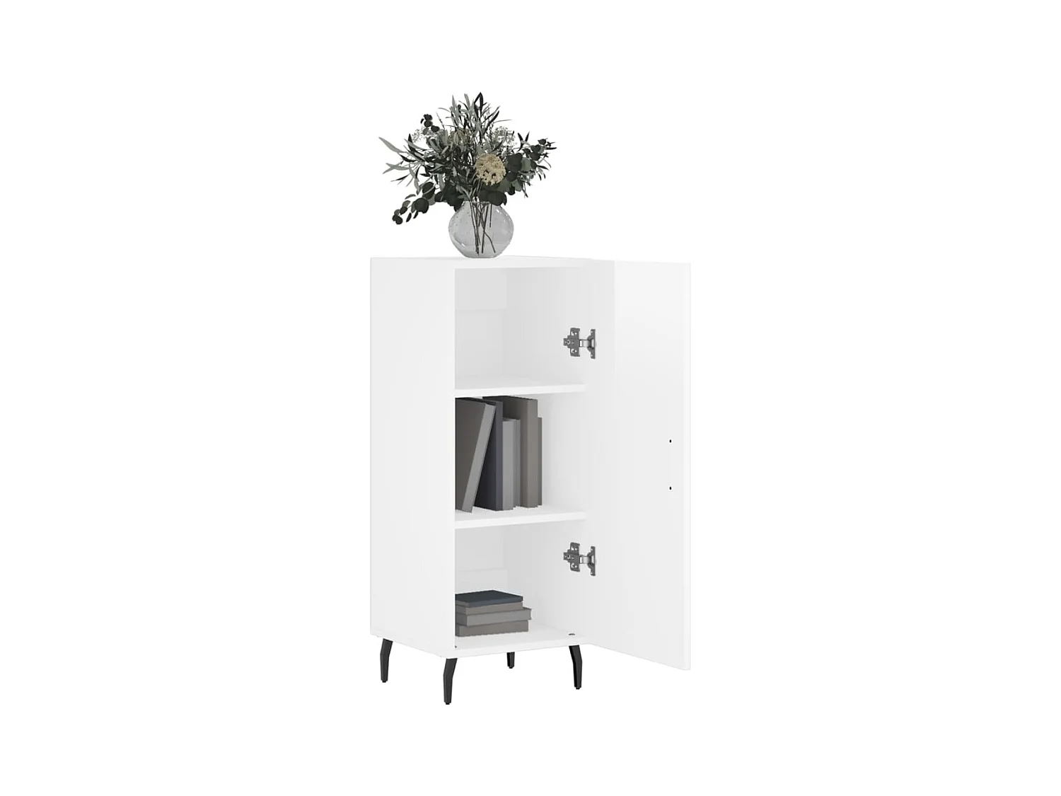 Credenza | Buffet | Armadio Bianco Lucido 34,5x34x90 cm in Legno Multistrato