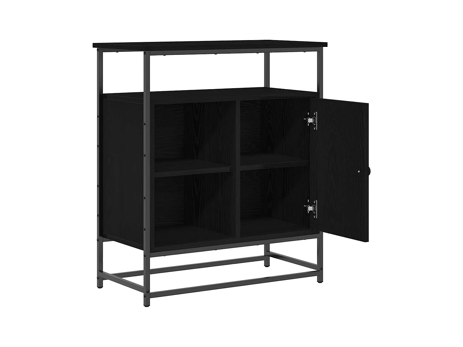 Buffet | Bahut | Meuble de rangement Noir Chêne 69x35x80 cm Bois d'ingénierie et Acier