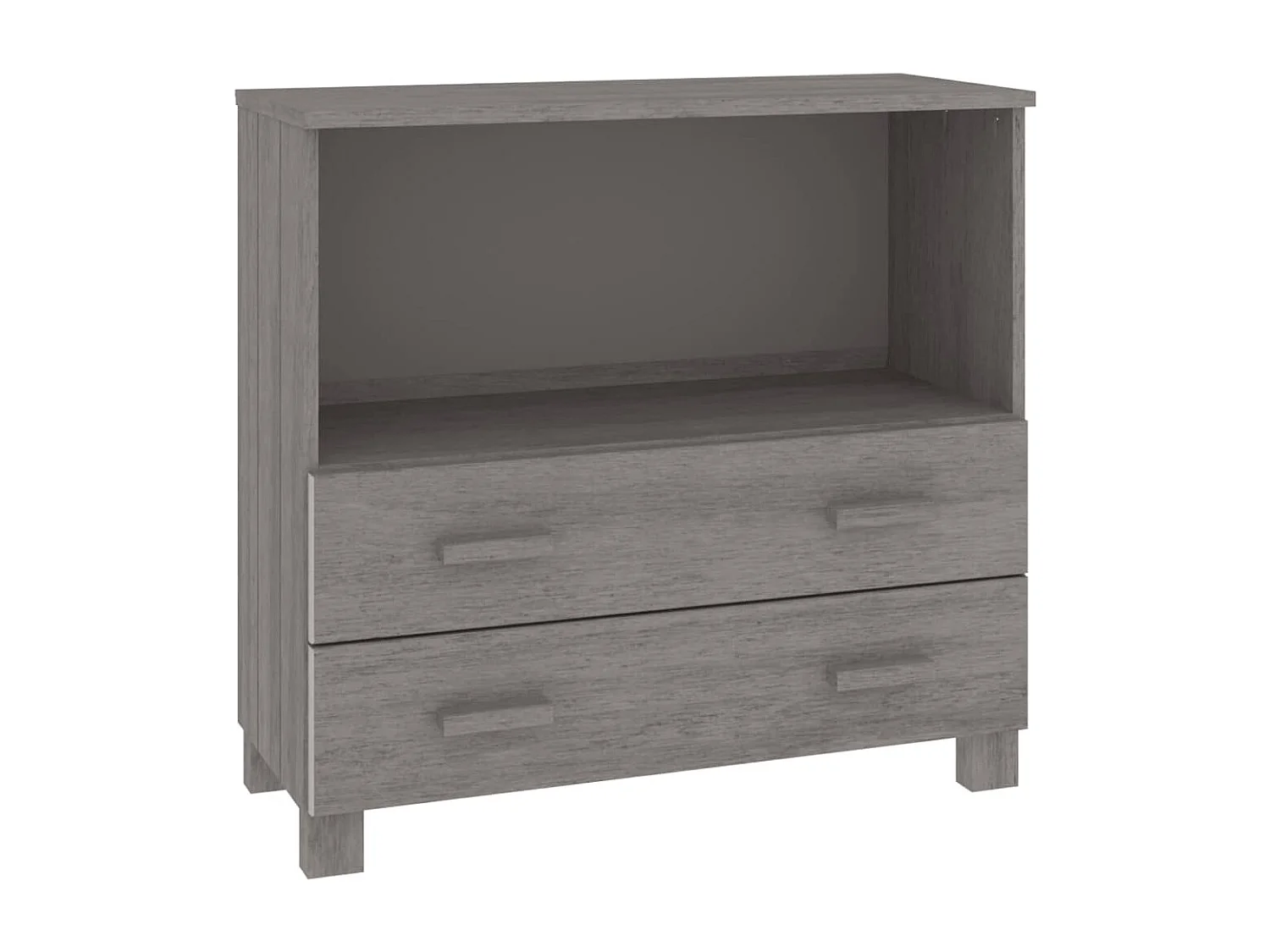 Credenza | Buffet | Armadio HAMAR Grigio Chiaro 85x35x80 cm Legno Massello di Pino