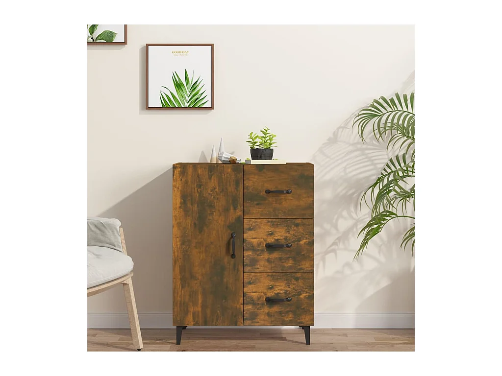 Buffet | Bahut | Meuble de rangement chêne fumé 69,5x34x90 cm bois d'ingénierie