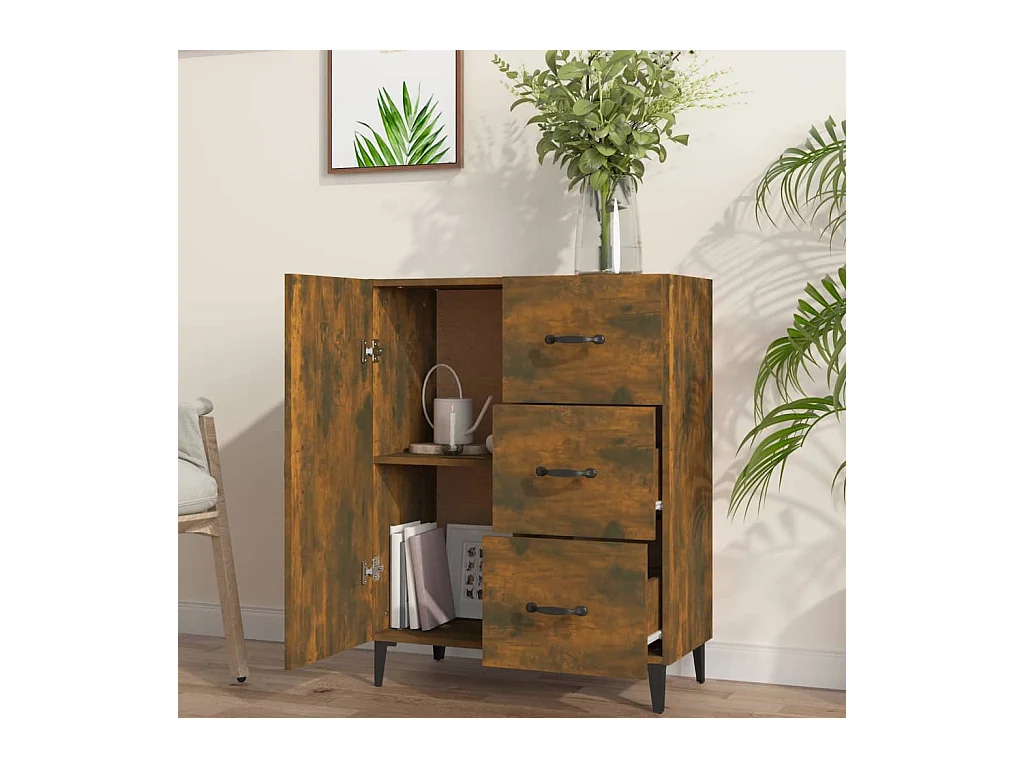 Buffet | Bahut | Meuble de rangement chêne fumé 69,5x34x90 cm bois d'ingénierie