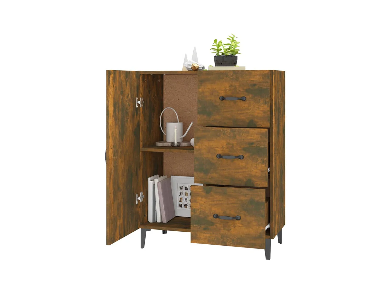 Buffet | Bahut | Meuble de rangement chêne fumé 69,5x34x90 cm bois d'ingénierie