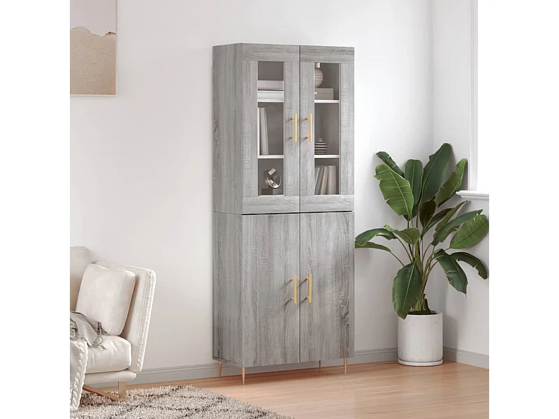 Buffet | Bahut | Meuble de rangement haut Sonoma gris 69,5x34x180 cm Bois d'ingénierie