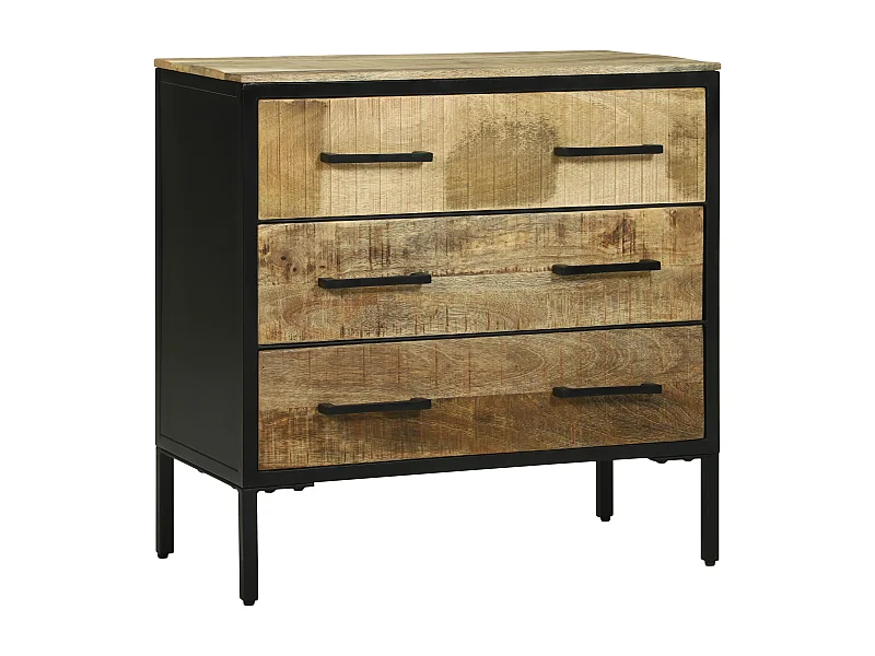 Credenza | Buffet | Armadio 70x35x70 cm Legno Massello Grezzo di Mango