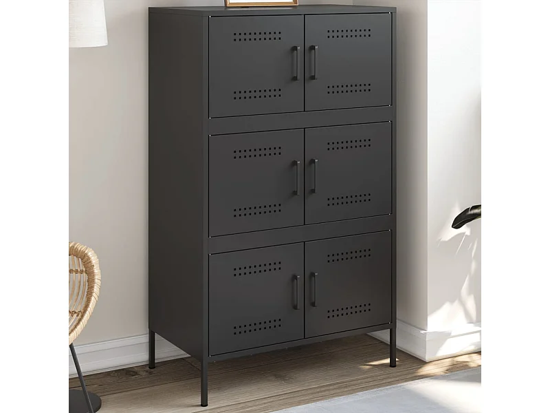 Buffet | Bahut | Meuble de rangement haut noir 68x39x113 cm acier