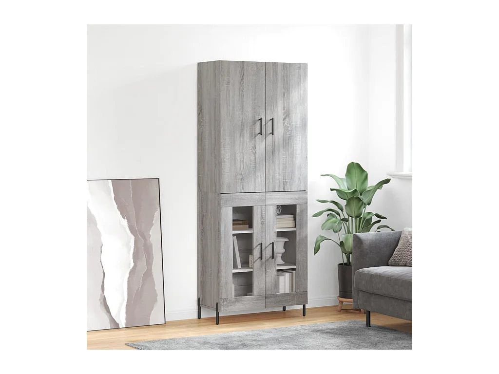 Buffet | Bahut | Meuble de rangement haut Sonoma gris 69,5x34x180 cm Bois d'ingénierie