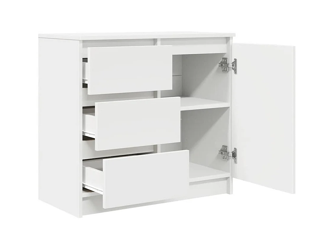 Credenza | Buffet | Armadio con Cassetto Bianco 71x35x65 cm in Legno Multistrato