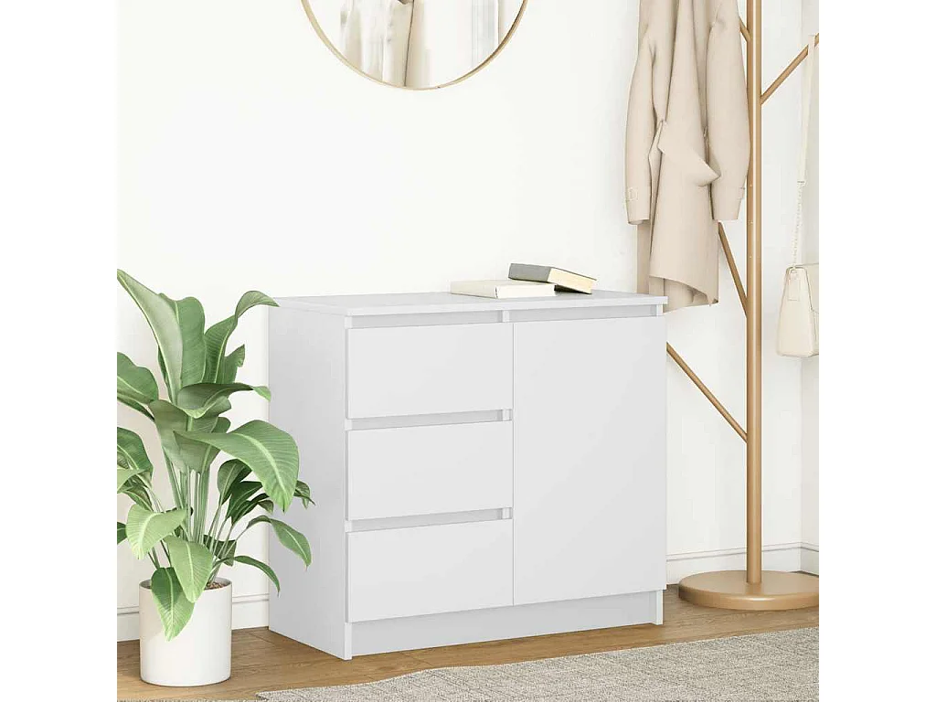 Buffet | Commode à tiroir | Meuble de rangement avec tiroir blanc 71x35x65 cm bois d'ingénierie