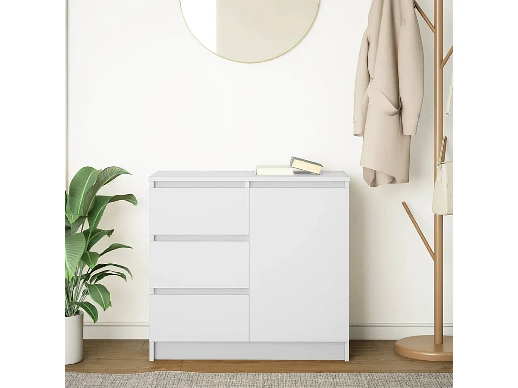 Buffet | Commode à tiroir | Meuble de rangement avec tiroir blanc 71x35x65 cm bois d'ingénierie