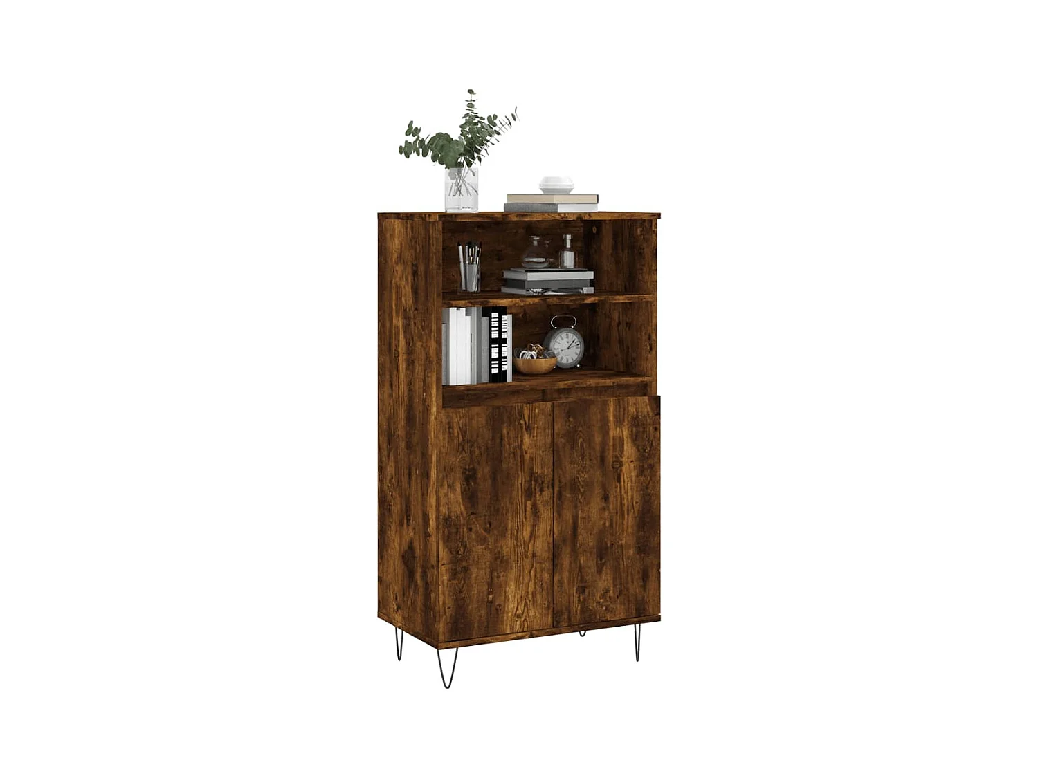Buffet | Bahut | Meuble de rangement haut Chêne fumé 60x36x110 cm Bois d'ingénierie