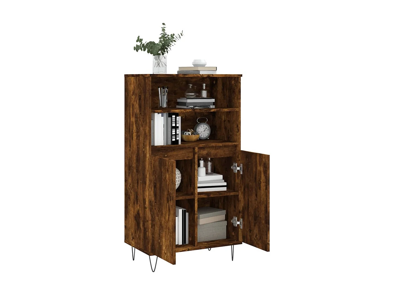 Buffet | Bahut | Meuble de rangement haut Chêne fumé 60x36x110 cm Bois d'ingénierie