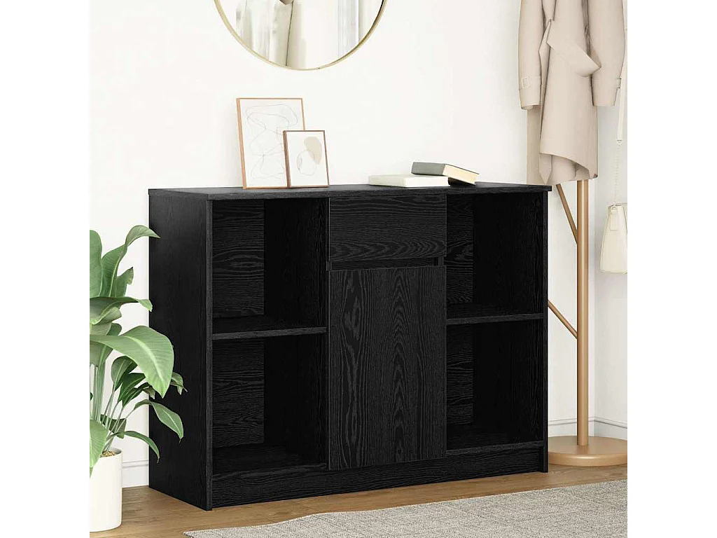 Buffet | Commode à tiroir | Meuble de rangement avec tiroir chêne noir 101x35x76 cm bois d'ingénierie