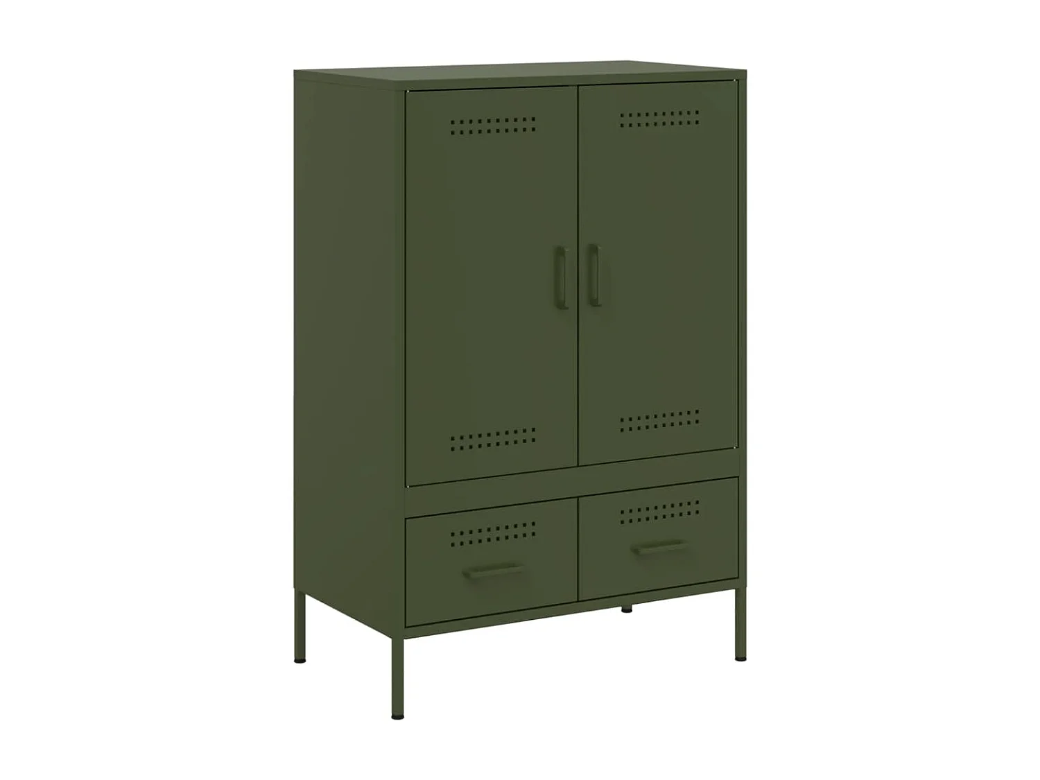 Buffet | Commode à tiroir | Meuble de rangement haut vert olive 68x39x101,5 cm acier