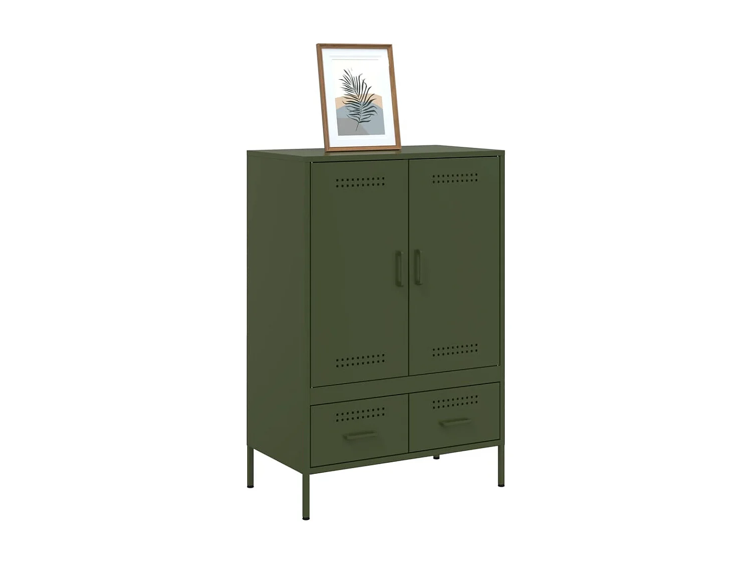 Buffet | Commode à tiroir | Meuble de rangement haut vert olive 68x39x101,5 cm acier
