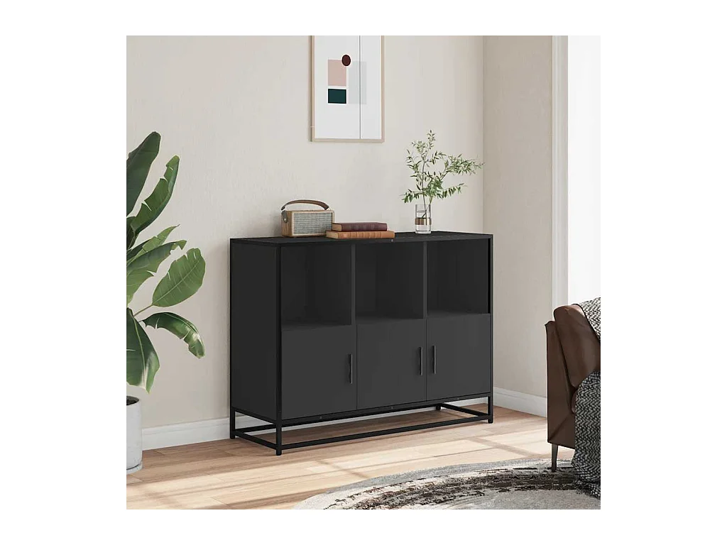 Buffet | Bahut | Meuble de rangement noir 100x35x76 cm bois d’ingénierie