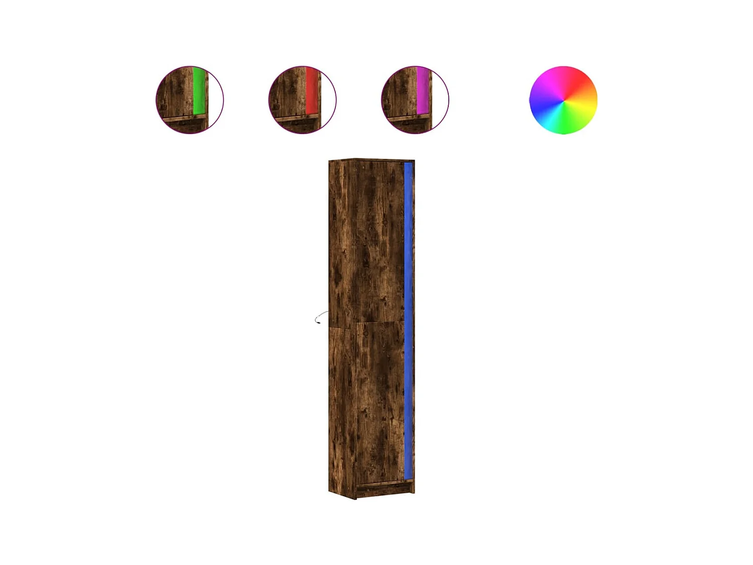 Buffet | Bahut | Meuble de rangement haut LED chêne fumé 41,5x32,5x200 cm bois d’ingénierie