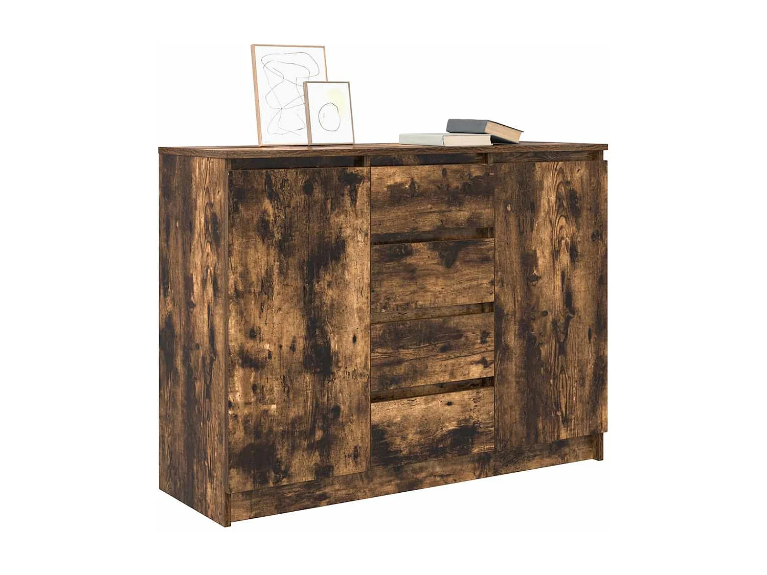 Buffet | Commode à tiroir | Meuble de rangement avec tiroirs chêne fumé 100,5x35x76 cm bois d'ingénierie