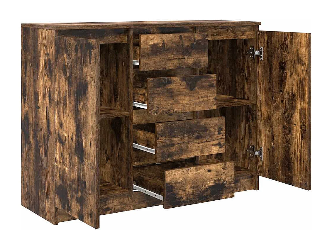 Buffet | Commode à tiroir | Meuble de rangement avec tiroirs chêne fumé 100,5x35x76 cm bois d'ingénierie