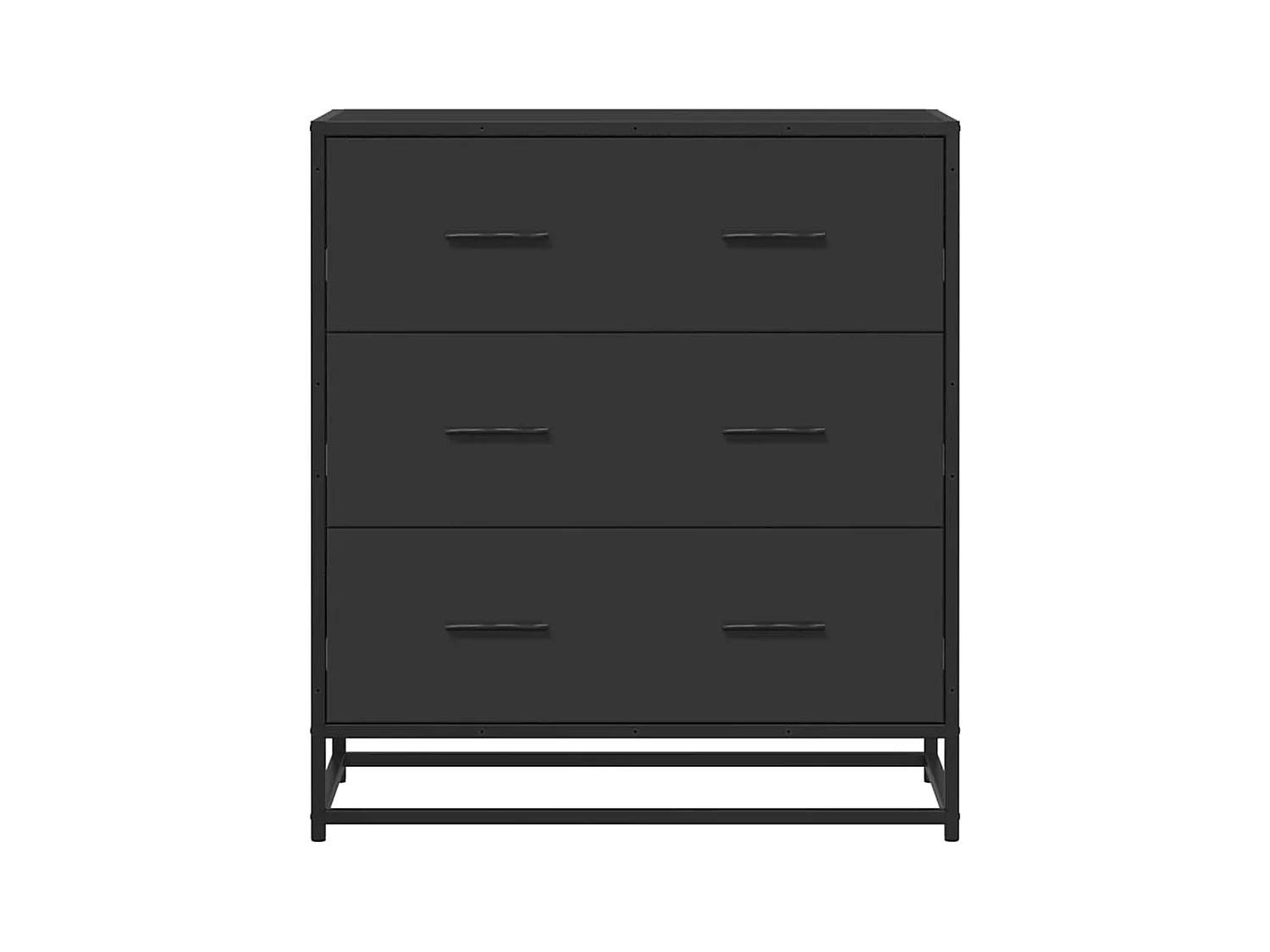 Buffet | Commode à tiroir | Meuble de rangement noir 68x35x76 cm bois d'ingénierie et métal