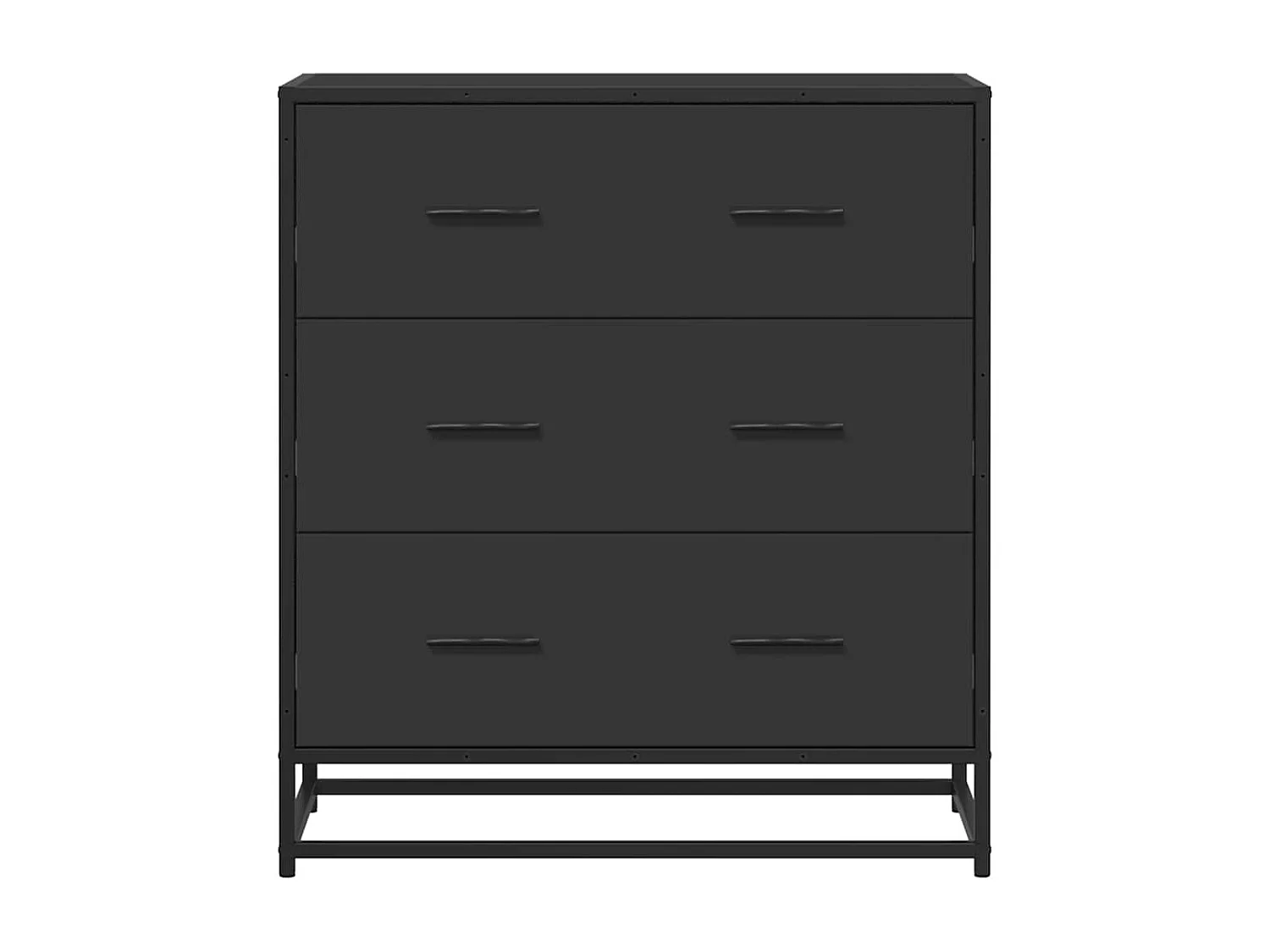 Buffet | Commode à tiroir | Meuble de rangement noir 68x35x76 cm bois d'ingénierie et métal