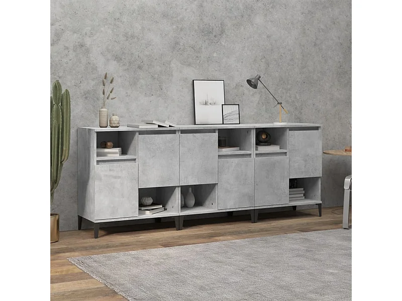Buffets | Bahuts | Meuble de rangement 3 pcs gris béton 60x35x70 cm bois d'ingénierie