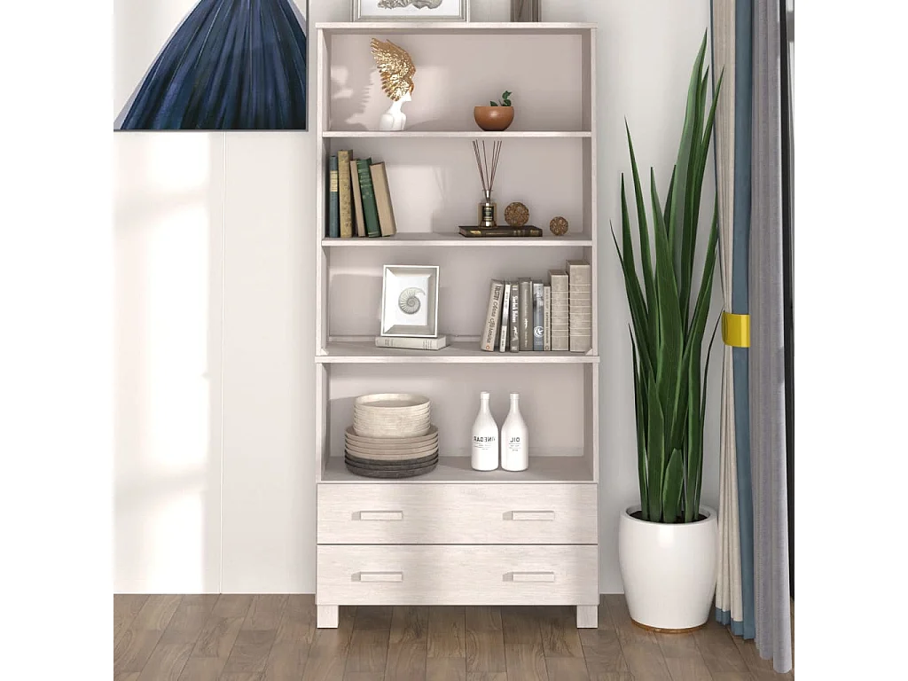 Buffet | Commode à tiroir | Meuble de rangement HAMAR Bois massif de pin Blanc