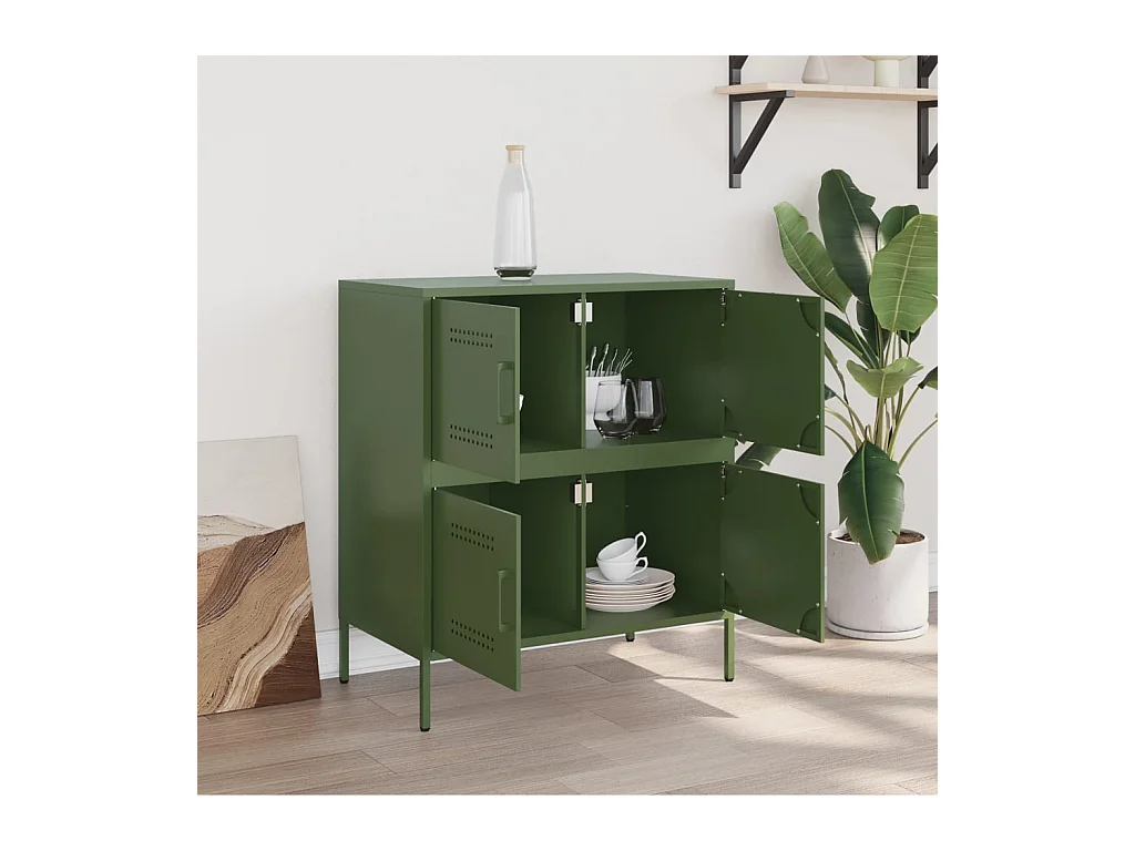 Credenza | Buffet | Armadio Verde Oliva 68x39x79 cm in Acciaio