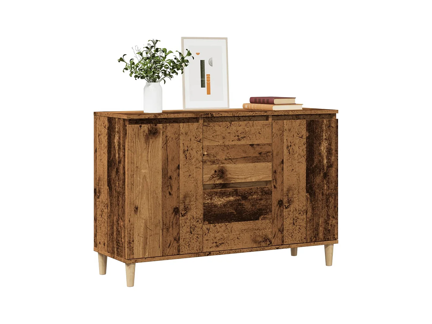 Credenza | Buffet | Armadio Legno Antico 102x35x70 cm in Legno Multistrato