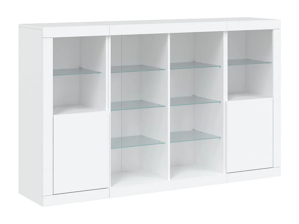 Credenze | Buffet | Armadi con Luci LED 3 pz Bianche in Legno Multistrato