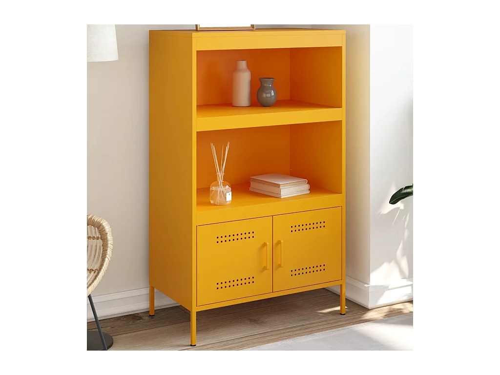 Buffet | Bahut | Meuble de rangement haut jaune moutarde 68x39x113 cm acier