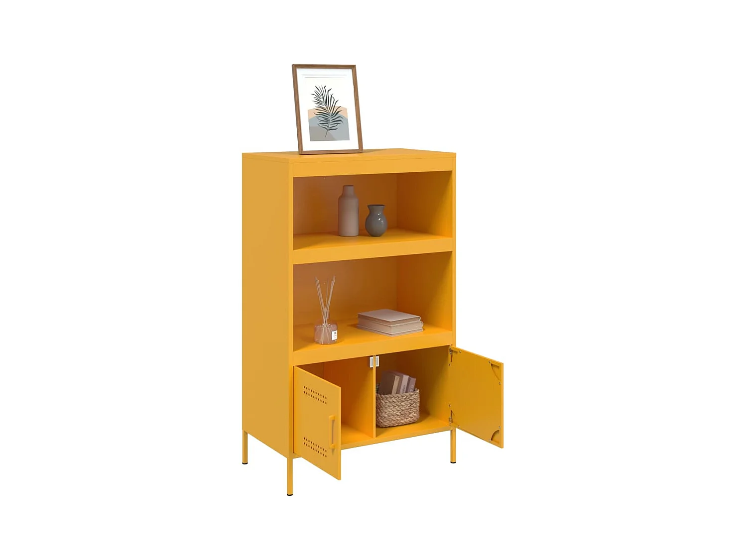 Buffet | Bahut | Meuble de rangement haut jaune moutarde 68x39x113 cm acier