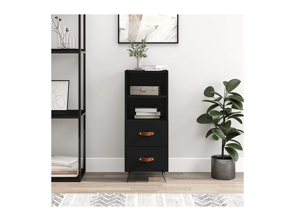 Buffet | Bahut | Meuble de rangement Noir 34,5x34x90 cm Bois d'ingénierie