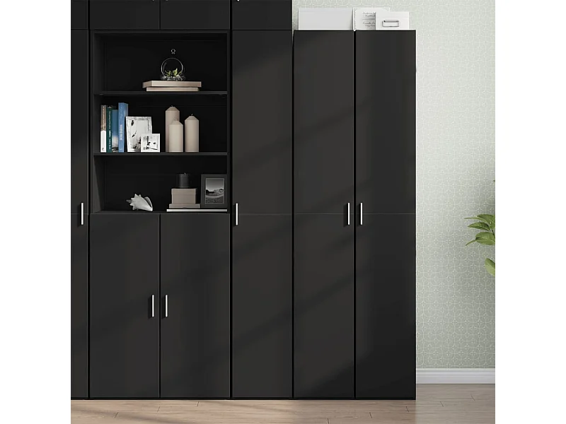 Credenza | Buffet | Armadio Nera 30x42,5x185 cm in Legno Multistrato