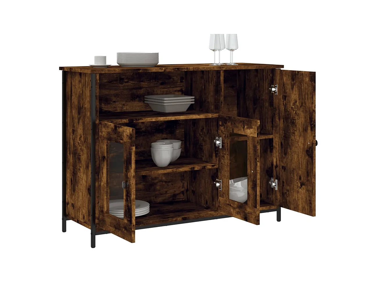 Credenza | Buffet | Armadio Rovere Fumo 100x35x75 cm in Legno Multistrato