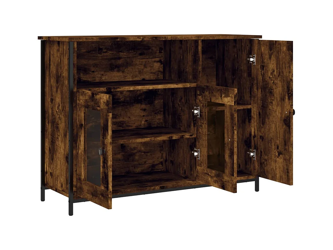 Credenza | Buffet | Armadio Rovere Fumo 100x35x75 cm in Legno Multistrato