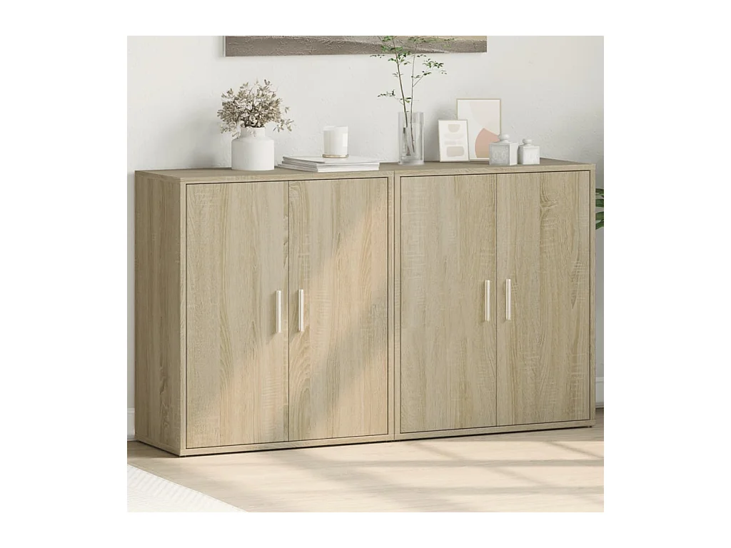 Buffets | Bahuts | Meuble de rangement 2 pcs chêne sonoma 60x31x70 cm bois d'ingénierie