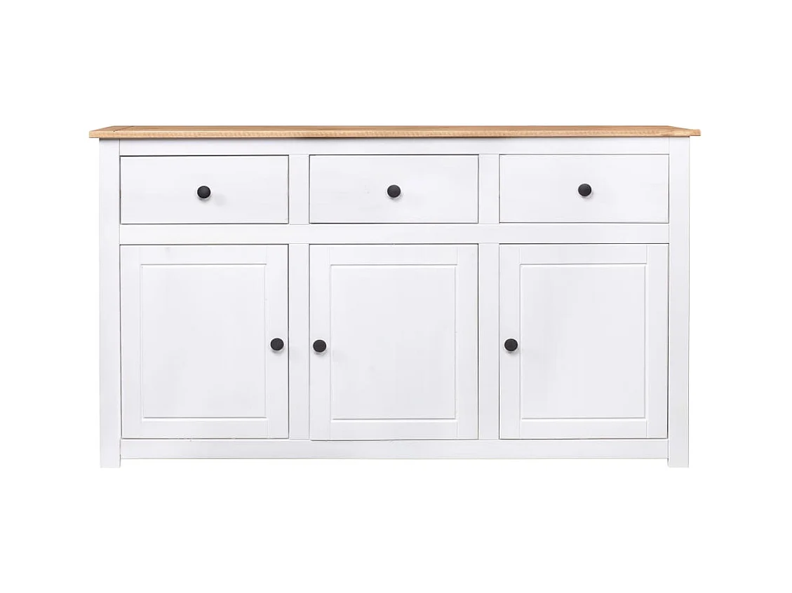 Buffet | Commode à tiroir | Meuble de rangement Blanc 135x40x80 cm Pin solide Gamme Panama