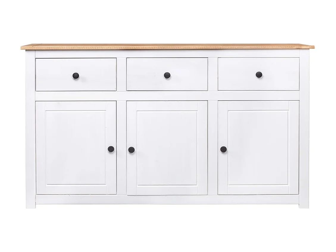 Credenza | Buffet | Armadio Bianca 135x40x80 cm in Legno Massello di Pino Panama