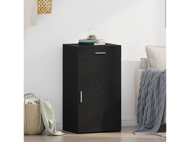 Credenza | Buffet | Armadio Nero Rovere 30x42,5x93 cm Legno Ingegnerizzato