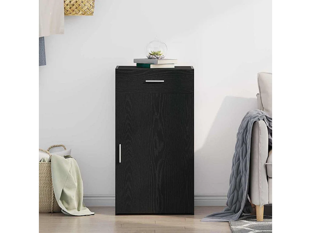 Buffet | Bahut | Meuble de rangement Noir Chêne 30x42,5x93 cm Bois d'ingénierie