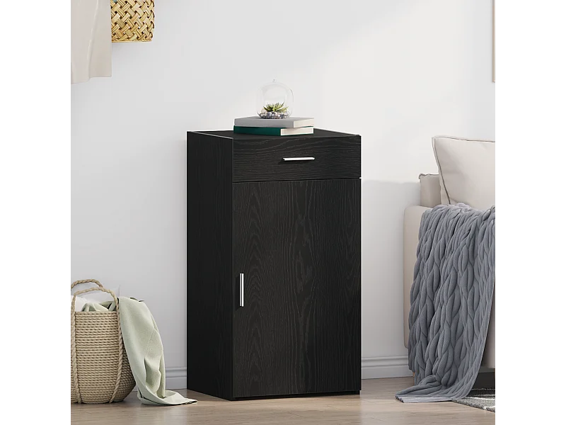 Buffet | Bahut | Meuble de rangement Noir Chêne 30x42,5x93 cm Bois d'ingénierie