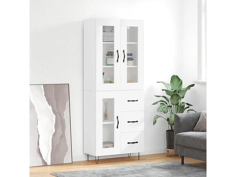 Buffet | Bahut | Meuble de rangement haut Blanc 69,5x34x180 cm Bois d'ingénierie