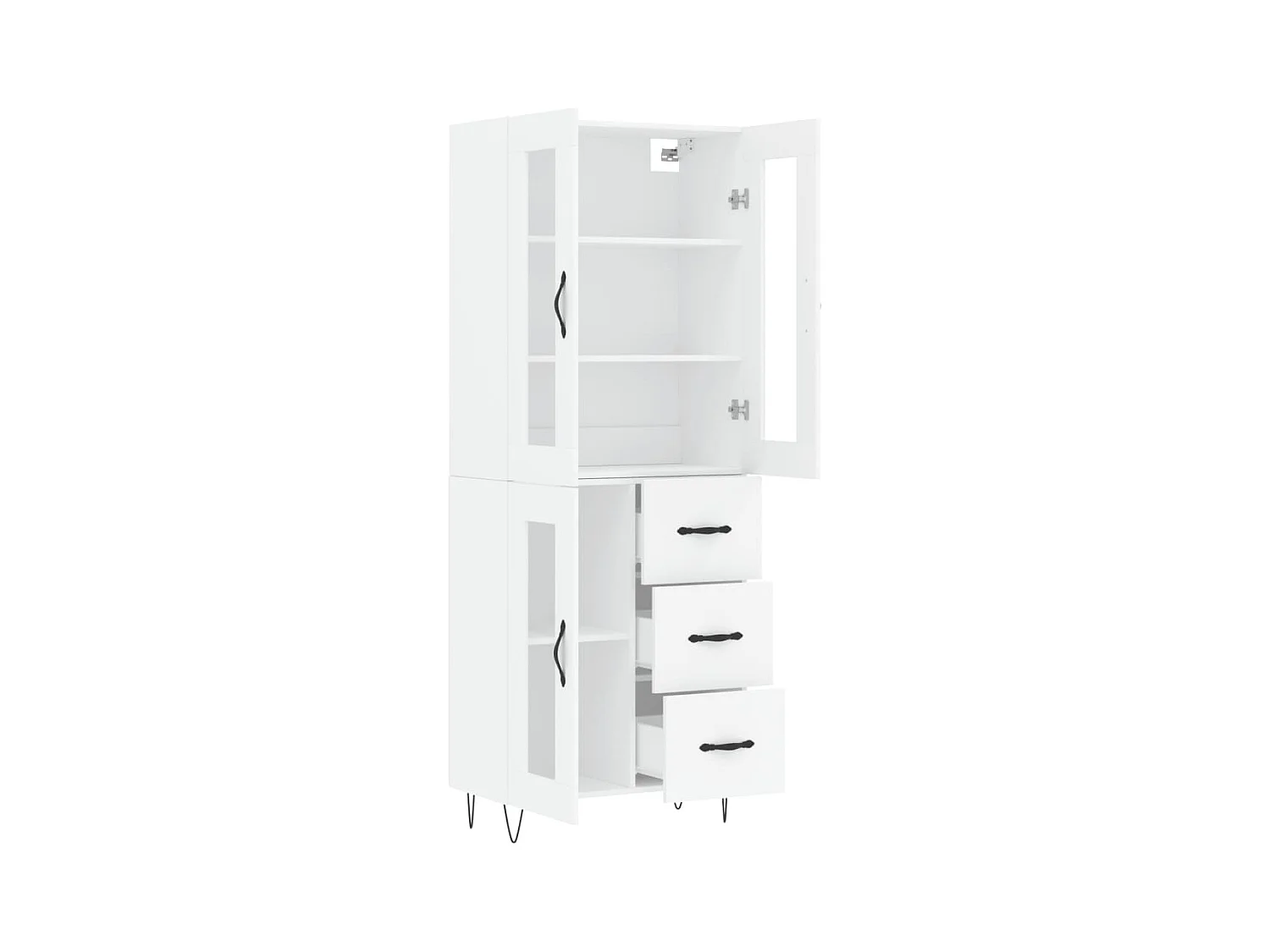 Credenza | Buffet | Armadio Bianca 69,5x34x180 cm in Legno Multistrato