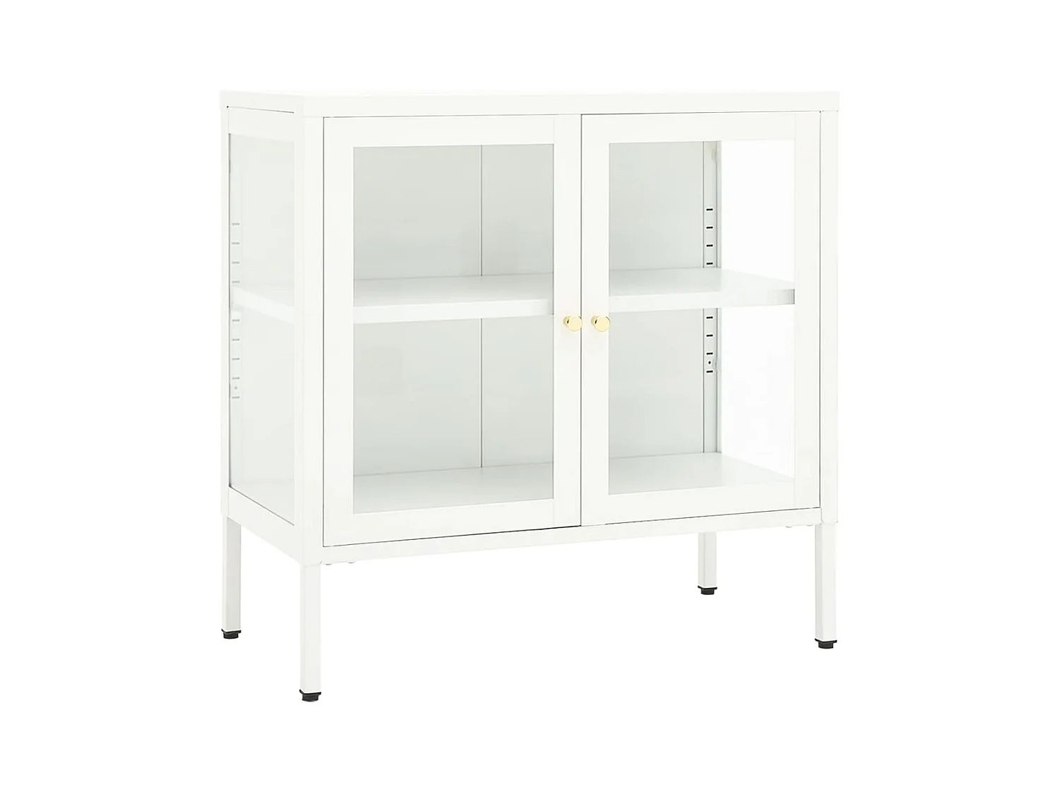 Credenza | Buffet | Armadio Bianca 70x35x70 cm in Acciaio e Vetro