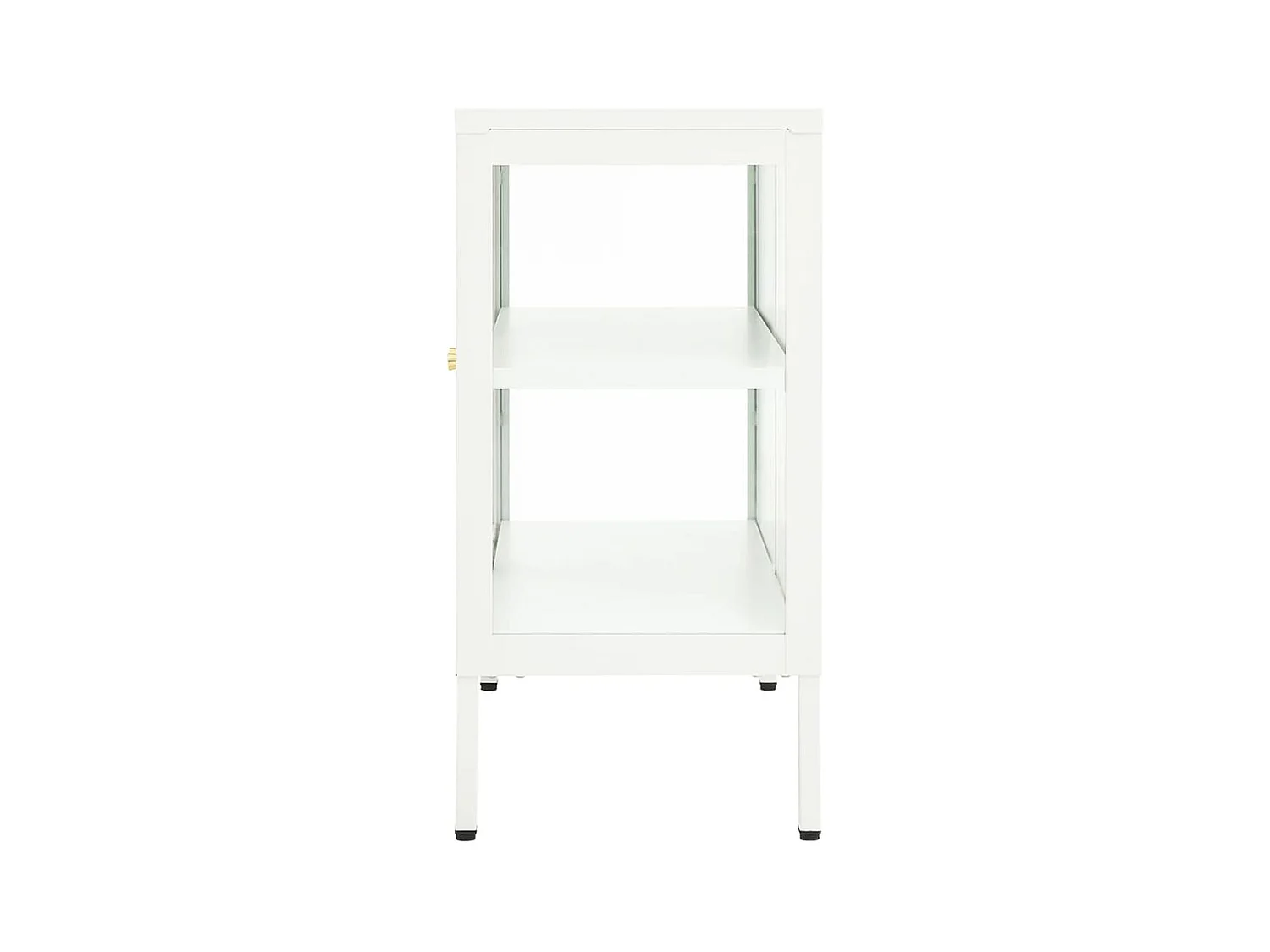 Credenza | Buffet | Armadio Bianca 70x35x70 cm in Acciaio e Vetro