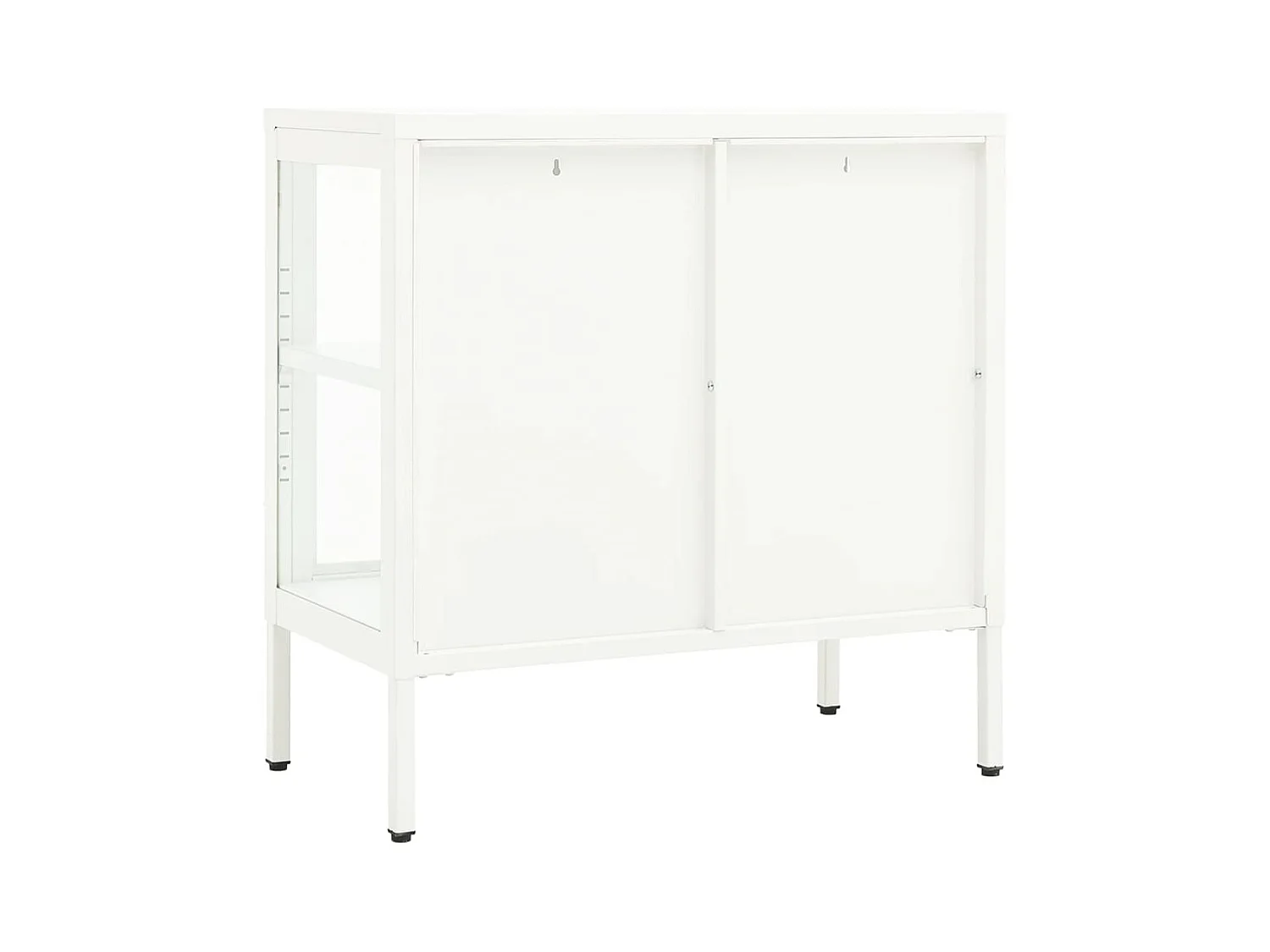 Credenza | Buffet | Armadio Bianca 70x35x70 cm in Acciaio e Vetro