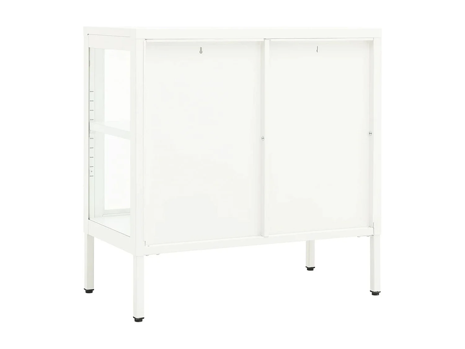 Credenza | Buffet | Armadio Bianca 70x35x70 cm in Acciaio e Vetro