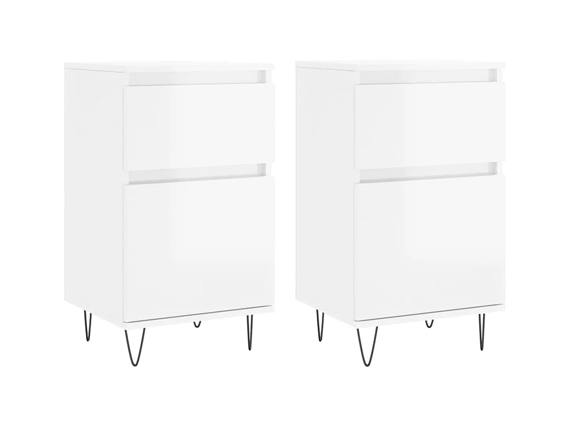 Buffets | Bahuts | Meuble de rangement 2 pcs blanc brillant 40x35x70 cm bois d'ingénierie