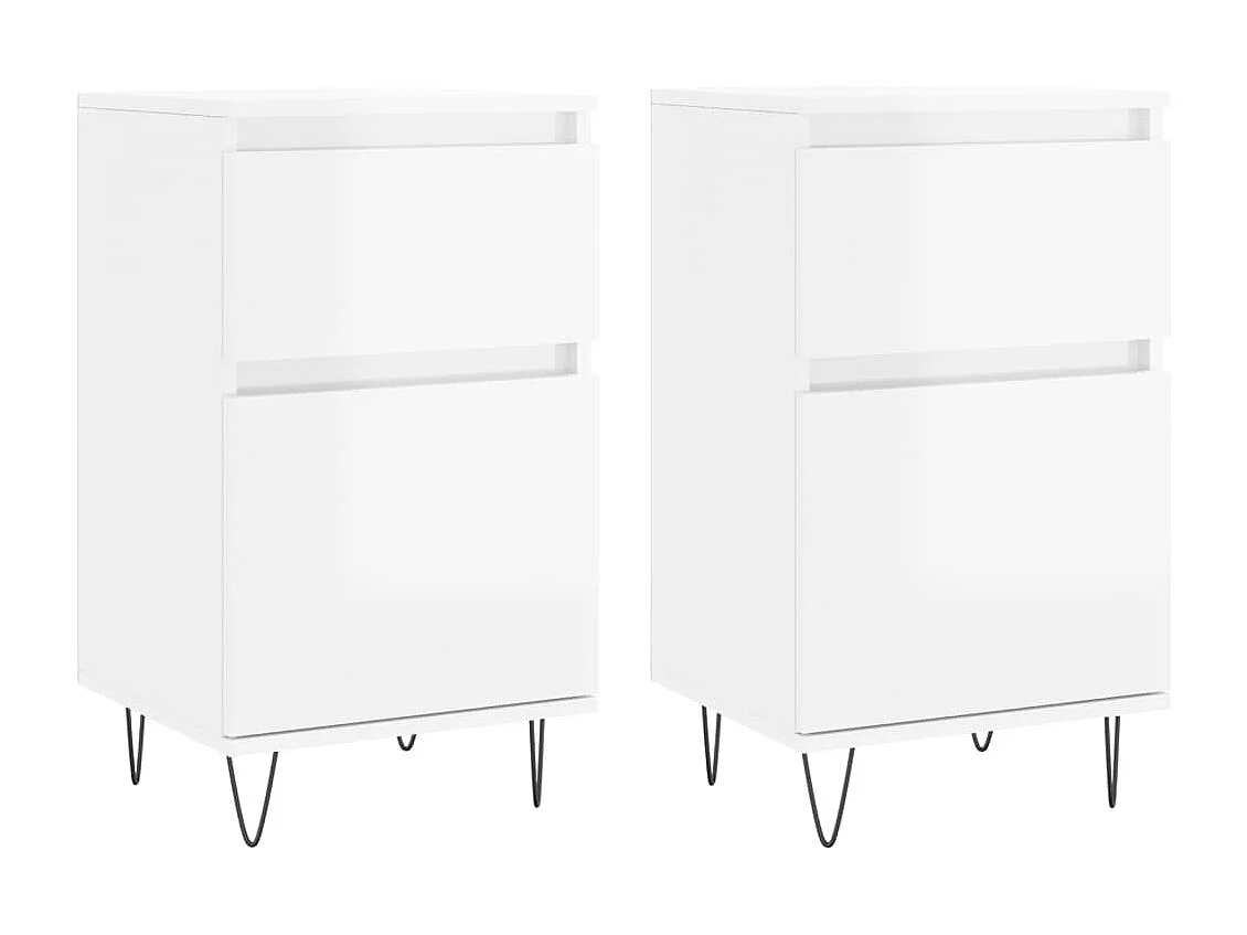 Buffets | Bahuts | Meuble de rangement 2 pcs blanc brillant 40x35x70 cm bois d'ingénierie
